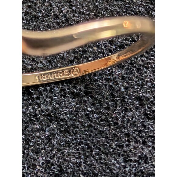 10 K Gold Plated Jade & Diamond Accent Ring Size 9 - Picture 6 of 7